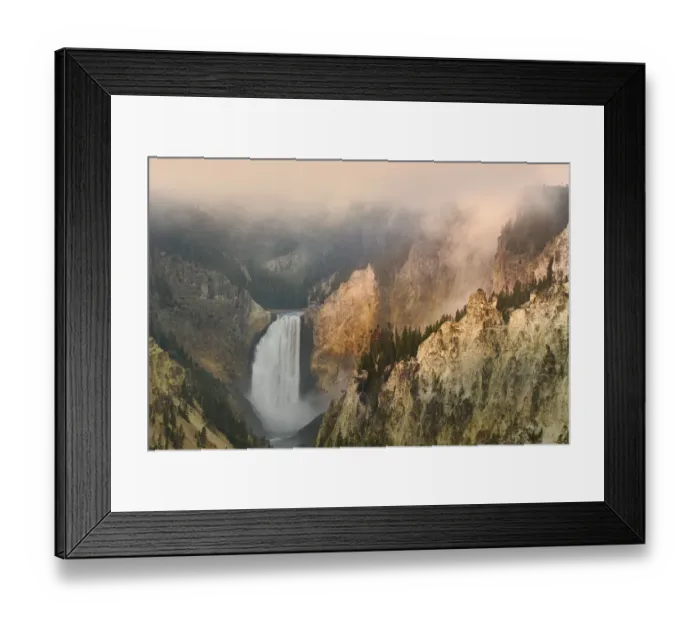 Framed Print : Lower Falls at sunrise from Artist Point, Yellowstone National Park, Wyoming