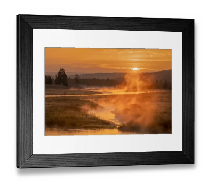 Framed Print : Madison River at sunrise, Yellowstone National Park, Wyoming