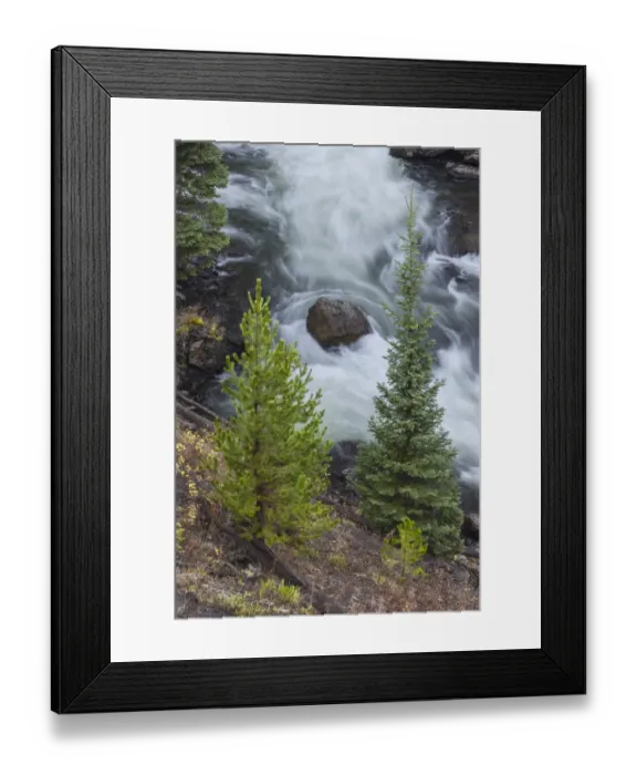 Framed Print : Flowing water in Firehole River, Yellowstone National Park, Wyoming