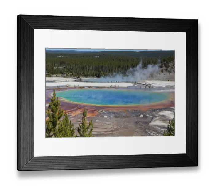 Framed Print : Yellowstone National Park, USA, Wyoming. Grand Prismatic Spring with tourist Framed Print : Yellowstone National Park, USA, Wyoming. Grand Prismatic Spring with tourist