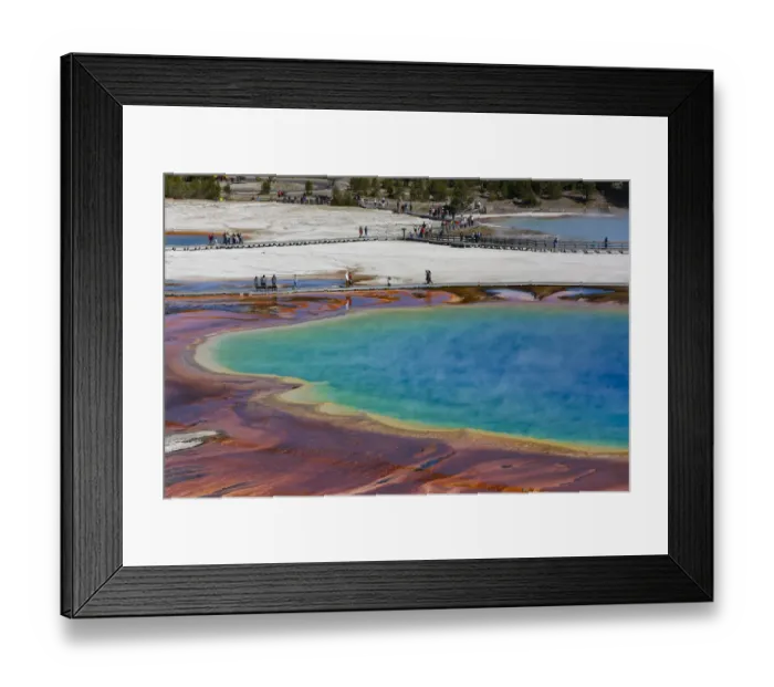 Framed Print : Yellowstone National Park, USA, Wyoming. Grand Prismatic Spring with tourist Framed Print : Yellowstone National Park, USA, Wyoming. Grand Prismatic Spring with tourist