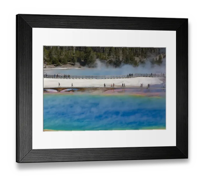 Framed Print : Yellowstone National Park, USA, Wyoming. Grand Prismatic Spring with tourist Framed Print : Yellowstone National Park, USA, Wyoming. Grand Prismatic Spring with tourist