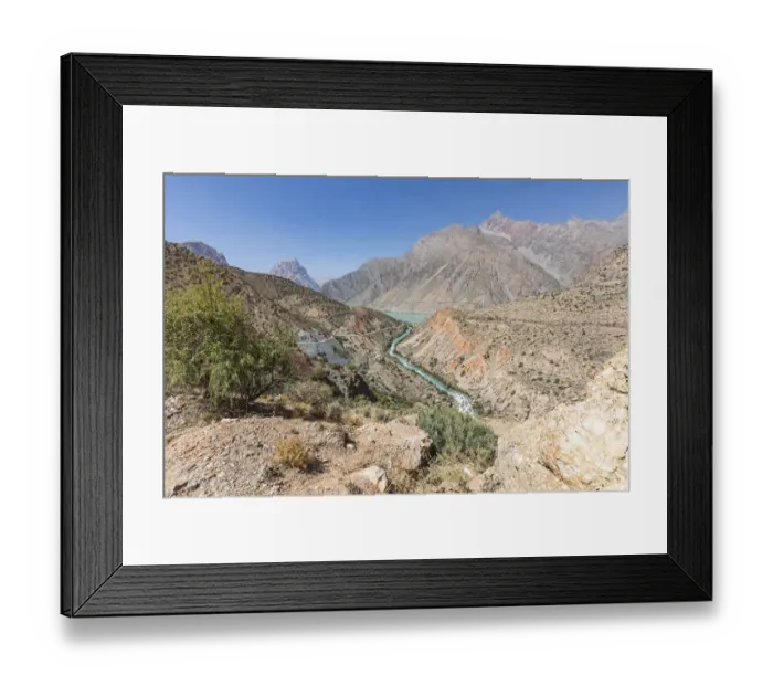 Framed Print : Iskanderkul, Sughd Province, Tajikistan. The Yaghnob River and Iskanderkul Lake
