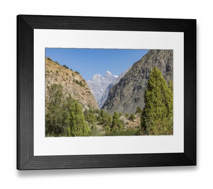 Framed Print : Sarytag, Sughd Province, Tajikistan. Canyon and high mountains in Tajikistan