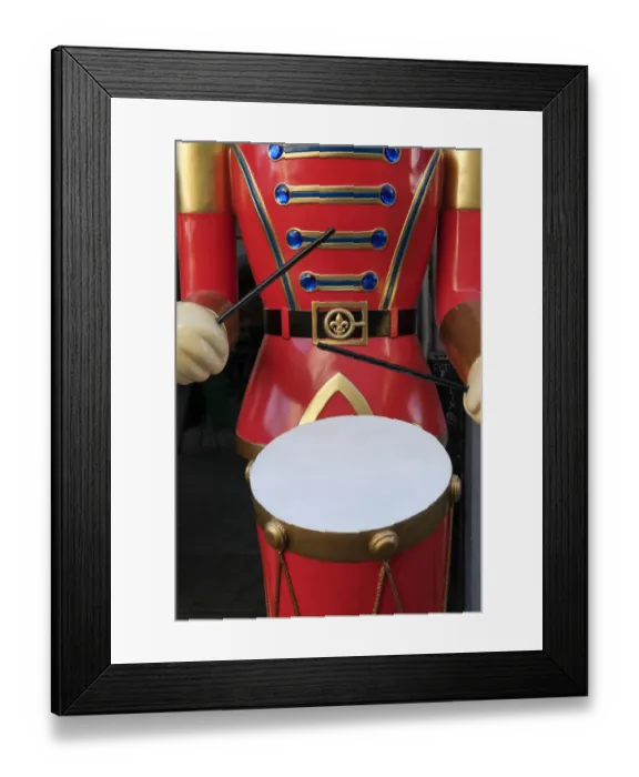 Framed Print : Strasbourg, France. Large soldier playing a drum as part of festive holiday decor at Christmas