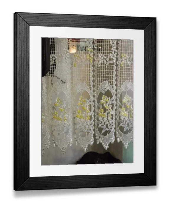 Framed Print : Italy, Tuscany, Province of Siena, Montalcino. Pretty lace curtains Framed Print : Italy, Tuscany, Province of Siena, Montalcino. Pretty lace curtains