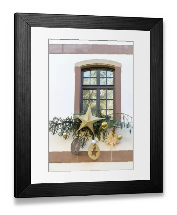 Framed Print : Strasbourg, France. Christmas decoration adorns windows Framed Print : Strasbourg, France. Christmas decoration adorns windows