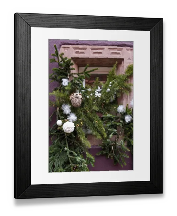 Framed Print : Riquewihr, France. Village established in the 1400s in the Alsace Region. Window decorated with Christmas ornaments Framed Print : Riquewihr, France. Village established in the 1400s in the Alsace Region. Window decorated with Christmas ornaments