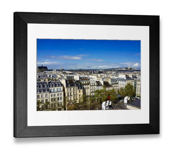 Framed Print : France, Paris. Houses facing Beaubourg, Centre Pompidou square, Eiffel tower on the far left Framed Print : France, Paris. Houses facing Beaubourg, Centre Pompidou square, Eiffel tower on the far left