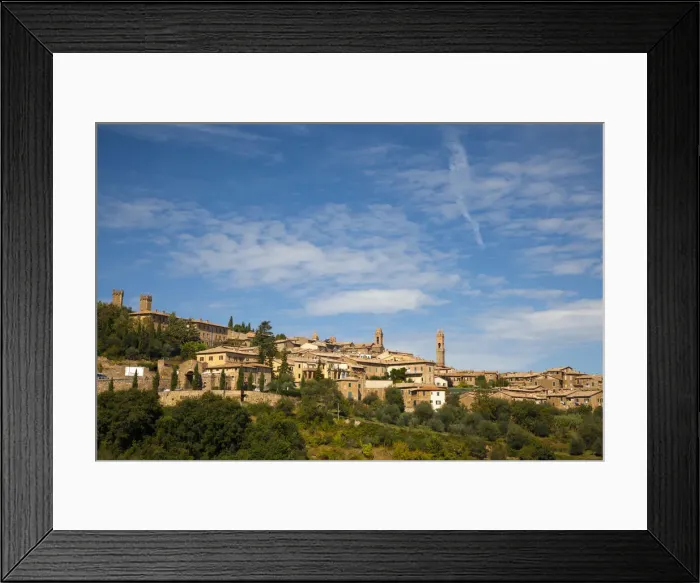 Framed Print : Italy, Tuscany, Montalcino. The hill town of Montalcino as seen from below