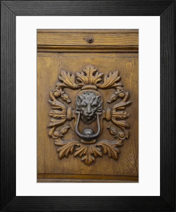 Framed Print : Italy, Tuscany. Ornate door knocker in the historic hill town of Montalcino Framed Print : Italy, Tuscany. Ornate door knocker in the historic hill town of Montalcino