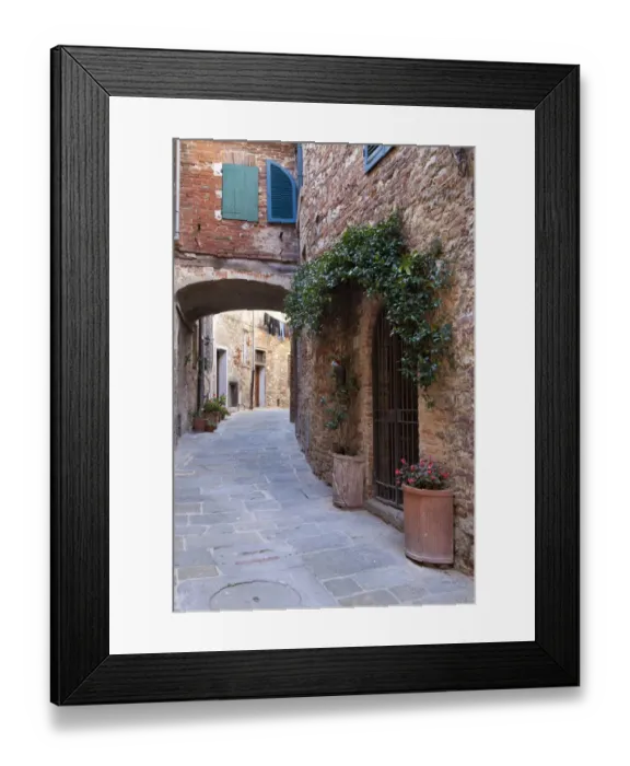 Framed Print : Italy, Tuscany. Street scene in the medieval village of Lucignano Framed Print : Italy, Tuscany. Street scene in the medieval village of Lucignano