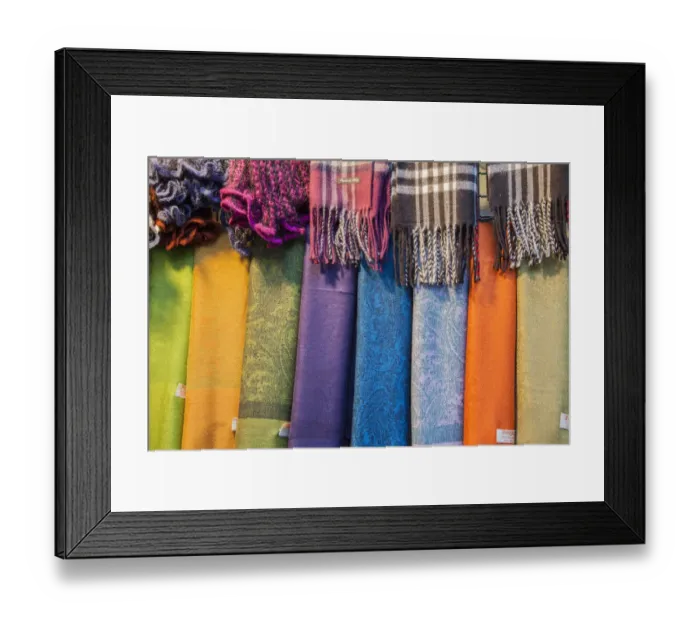 Framed Print : Italy, Venice. Colorful scarfs on display and for sale along the streets of Venice Framed Print : Italy, Venice. Colorful scarfs on display and for sale along the streets of Venice