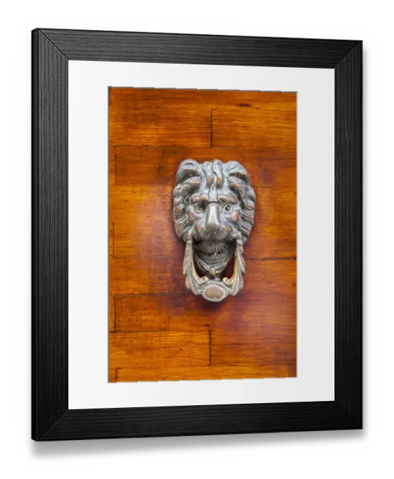 Framed Print : Italy, Venice, Burano Island. Closeup of a lion head door knocker on a wooden door Framed Print : Italy, Venice, Burano Island. Closeup of a lion head door knocker on a wooden door