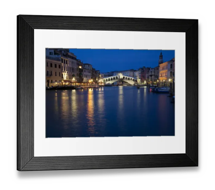 Framed Print : Italy, Venice. Venices iconic Rialto Bridge at twilight Framed Print : Italy, Venice. Venices iconic Rialto Bridge at twilight