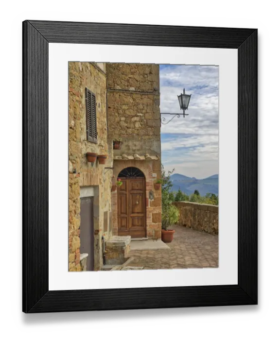 Framed Print : Italy, Tuscany, Pienza. Entrance to a home