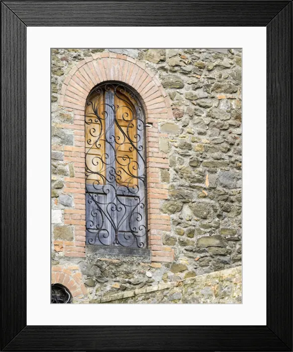 Framed Print : Italy, Tuscany, Province of Siena, Montalcino. Unique window with shutters