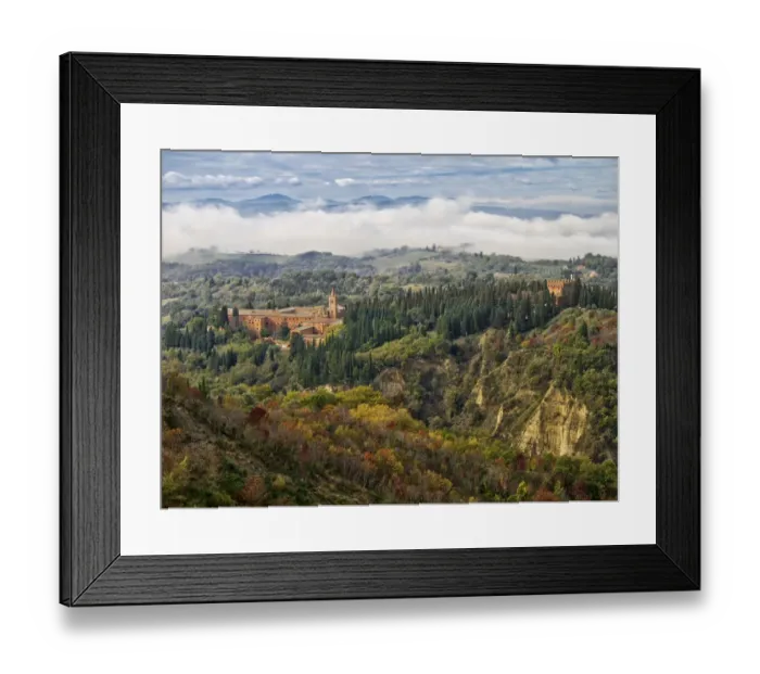 Framed Print : Italy, Tuscany, Chiusure. Abbey of Monte Oliveto Maggiore, a Benedictine monastery Framed Print : Italy, Tuscany, Chiusure. Abbey of Monte Oliveto Maggiore, a Benedictine monastery