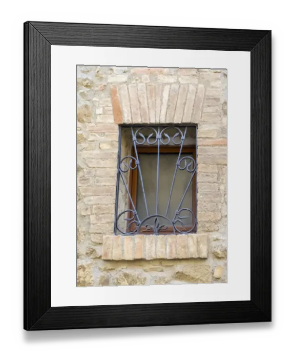 Framed Print : Italy, Tuscany, Province of Siena, Montalcino. Iron-barred window Framed Print : Italy, Tuscany, Province of Siena, Montalcino. Iron-barred window