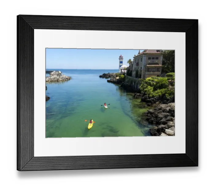 Framed Print : Cascais, Portugal. Kayaking in the waterway neat the palace Framed Print : Cascais, Portugal. Kayaking in the waterway neat the palace