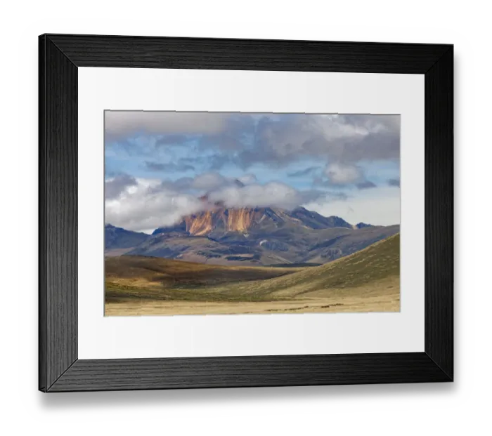 Framed Print : Distant mountain and clouds at high elevation, Antisana Ecological Reserve, Ecuador