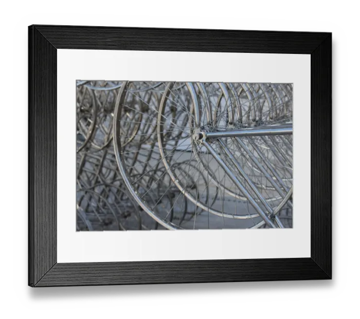 Framed Print : Metal bicycle wheels Framed Print : Metal bicycle wheels
