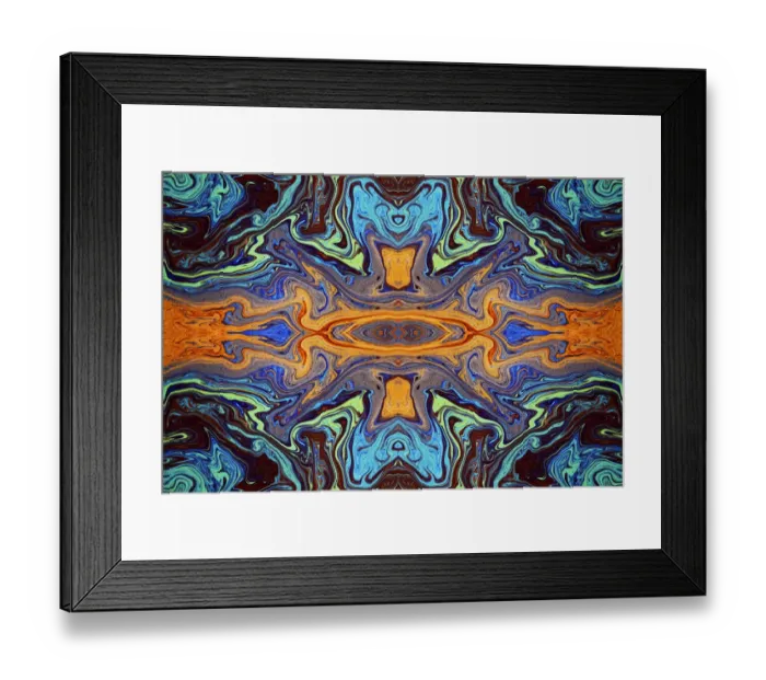 Framed Print : Abstract rainbow pattern of colors in oil spilled in small stream, Costa Rica Framed Print : Abstract rainbow pattern of colors in oil spilled in small stream, Costa Rica