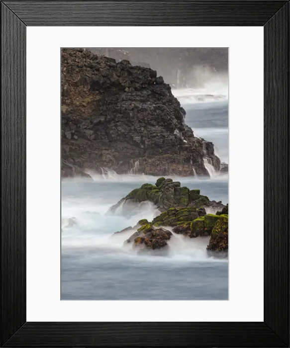 Framed Print : Waves crashing over lava rocks on shoreline of Espanola Island, Galapagos Islands, Ecuador