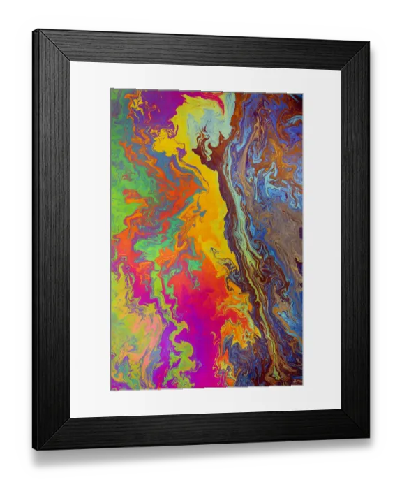 Framed Print : Abstract pattern in oil spilled in small stream, Costa Rica Framed Print : Abstract pattern in oil spilled in small stream, Costa Rica