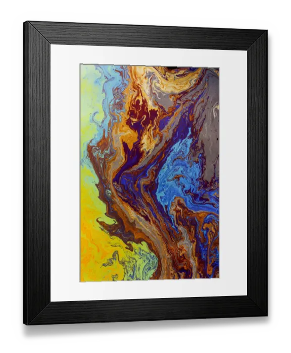 Framed Print : Abstract pattern in oil spilled in small stream, Costa Rica Framed Print : Abstract pattern in oil spilled in small stream, Costa Rica