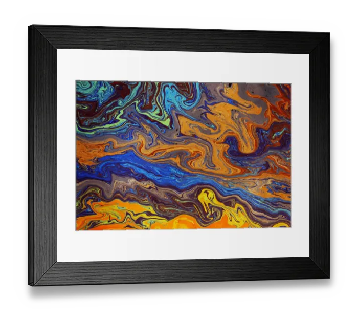 Framed Print : Abstract pattern in oil spilled in small stream, Costa Rica Framed Print : Abstract pattern in oil spilled in small stream, Costa Rica