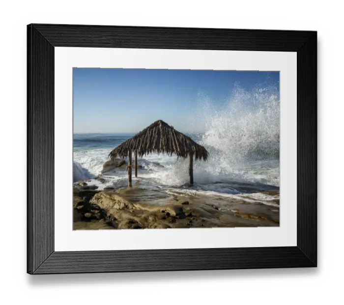 Framed Print : USA, California, La Jolla, High surf at high tide inundates Windansea Surf Shack Framed Print : USA, California, La Jolla, High surf at high tide inundates Windansea Surf Shack