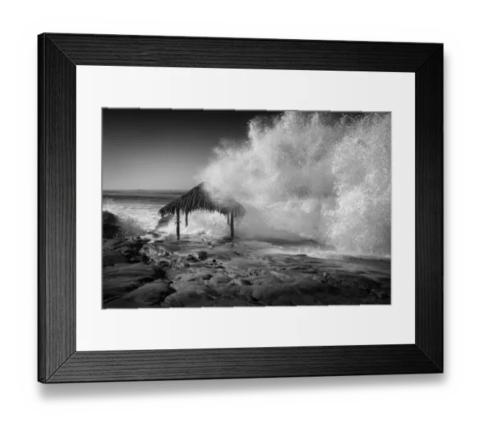 Framed Print : USA, California, La Jolla, High surf at high tide inundates Windansea Surf Shack Framed Print : USA, California, La Jolla, High surf at high tide inundates Windansea Surf Shack