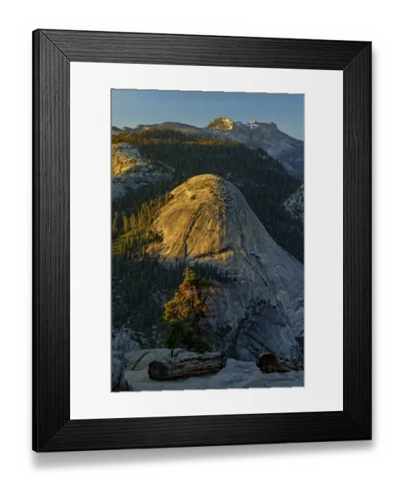 Framed Print : View of North Dome from Glacier Point at sunset, Yosemite National Park, California Framed Print : View of North Dome from Glacier Point at sunset, Yosemite National Park, California