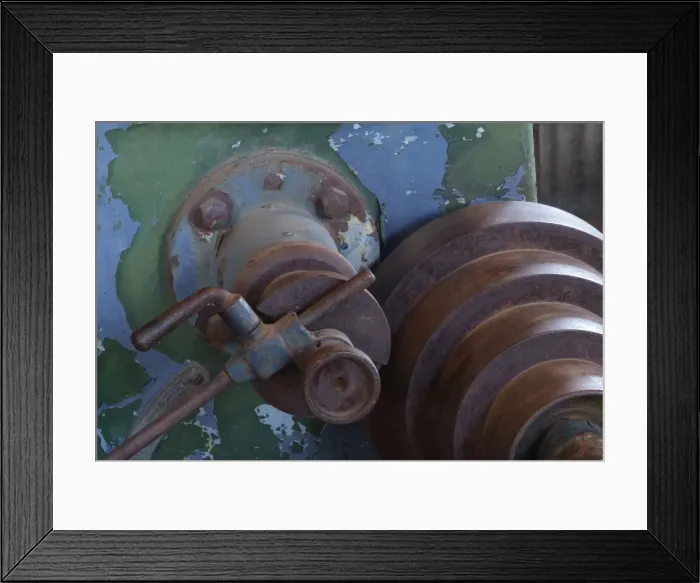 Framed Print : Usa, California. Heavy equipment rusts in the machine shop at the Bodie Stamp Mill