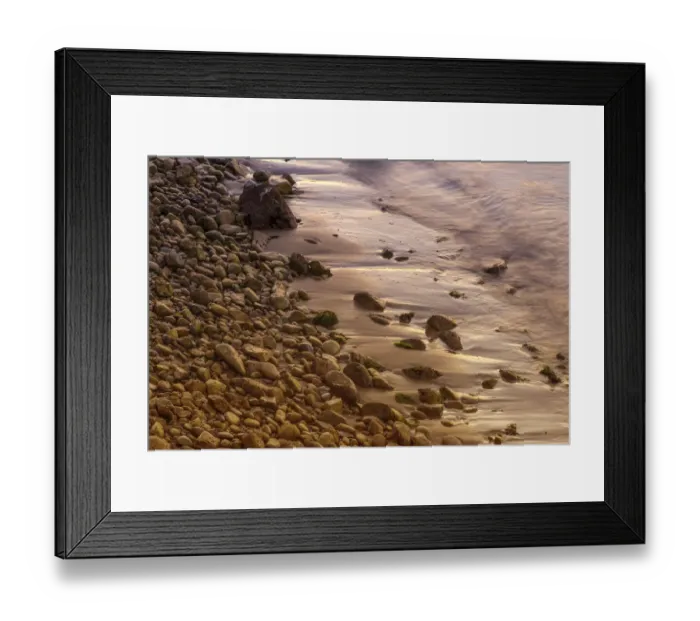 Framed Print : Usa, California. The headlands of Point Reyes protect this beach in a cove at Drakes Bay, next to the Lifeboat Station