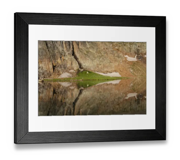 Framed Print : USA, Colorado, Uncompahgre National Forest. Cliff face reflected in Bullion King Lake Framed Print : USA, Colorado, Uncompahgre National Forest. Cliff face reflected in Bullion King Lake