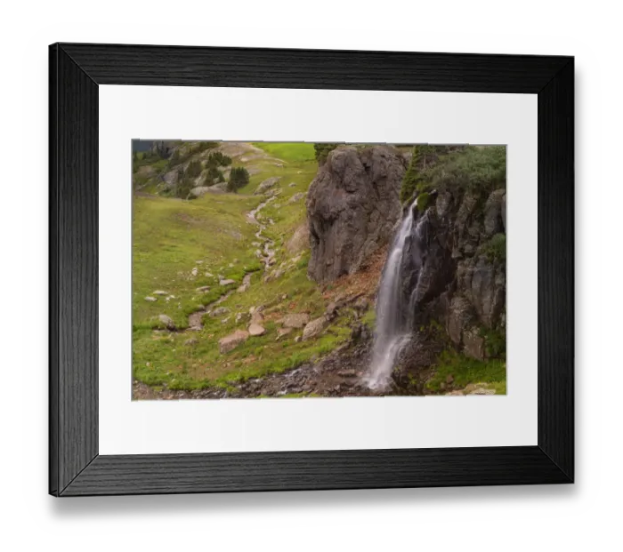 Framed Print : USA, Colorado, Uncompahgre National Forest. Landscape with Porphyry Falls and stream Framed Print : USA, Colorado, Uncompahgre National Forest. Landscape with Porphyry Falls and stream