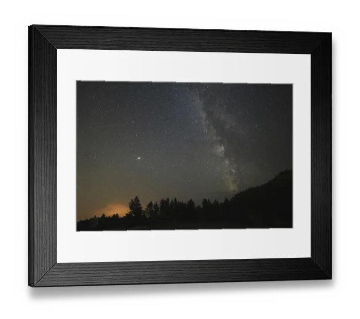 Framed Print : USA, Colorado, Eleven Mile Canyon. The Milky Way galaxy and forest silhouette at night