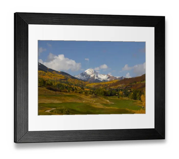 Framed Print : Snowmass golf course with view of Mt. Daly in autumn