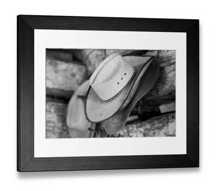 Framed Print : USA, Colorado, Westcliffe. Music Meadows Ranch. Tack room, cowboy hat detail. (PR) Framed Print : USA, Colorado, Westcliffe. Music Meadows Ranch. Tack room, cowboy hat detail. (PR)