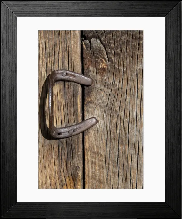 Framed Print : USA, Colorado, Westcliffe. Old wooden barn wall with bent horseshoe handle. (PR) Framed Print : USA, Colorado, Westcliffe. Old wooden barn wall with bent horseshoe handle. (PR)