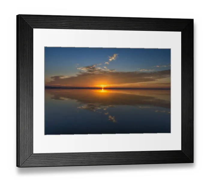 Framed Print : Stunning colors of sunrise and clouds reflected on Lake Hancock from Circle B Bar Preserve, Florida Framed Print : Stunning colors of sunrise and clouds reflected on Lake Hancock from Circle B Bar Preserve, Florida