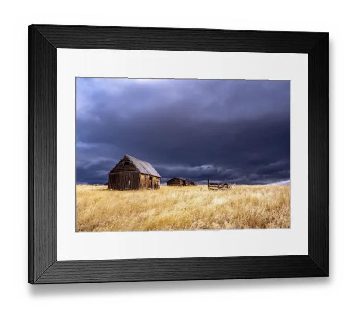 Framed Print : USA, Idaho, Highway 36, Liberty storm passing over old wooden barn