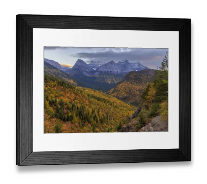 Framed Print : Looking down the McDonald Valley in autumn, Glacier National Park, Montana, USA Framed Print : Looking down the McDonald Valley in autumn, Glacier National Park, Montana, USA