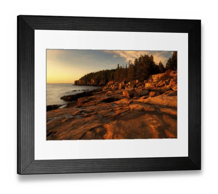Framed Print : USA, Maine, Acadia National Park. Sunrise on ocean coastline Framed Print : USA, Maine, Acadia National Park. Sunrise on ocean coastline