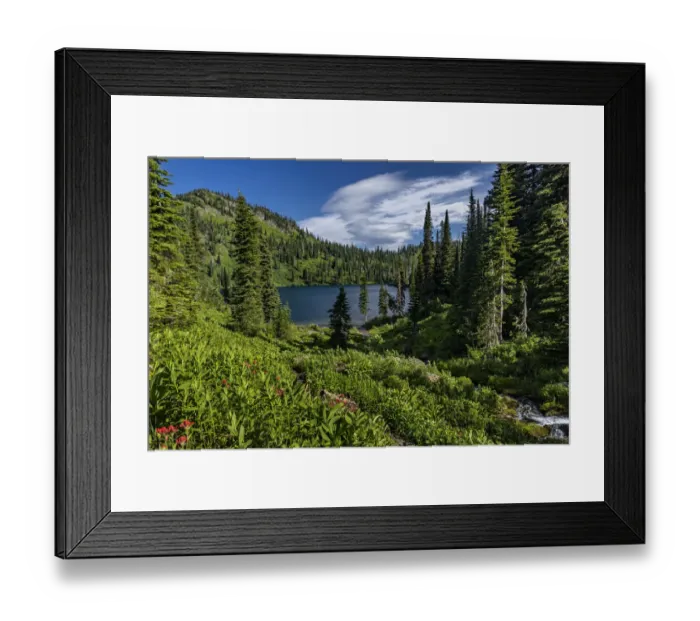 Framed Print : Wildcat Lake in the Jewel Basin Hiking Area of Flathead National Forest, Montana, USA