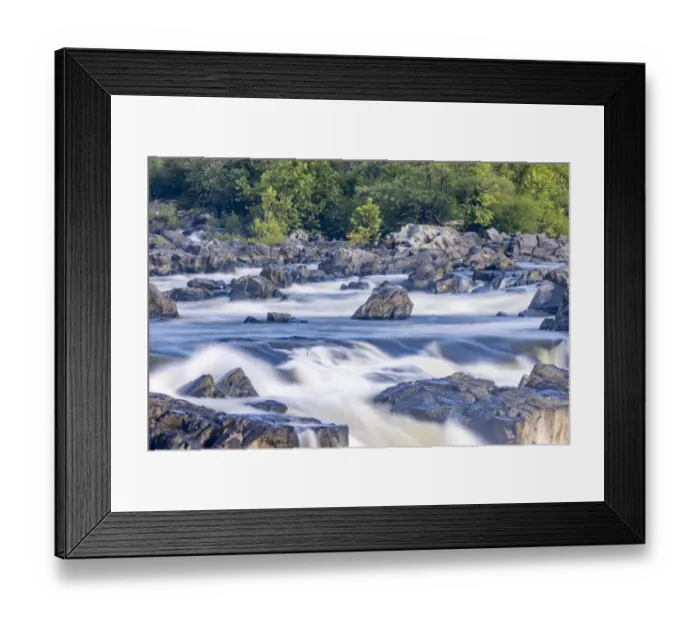 Framed Print : Usa, Maryland. Great Falls Overlook, Potomac River, Long Exposure of the Water of the Potomac