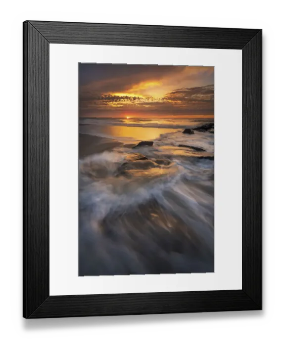 Framed Print : USA, New Jersey, Cape May National Seashore. Sunrise on ocean shore