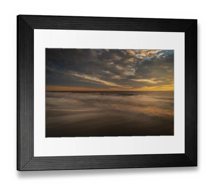 Framed Print : USA, New Jersey, Cape May National Seashore. Sunset on ocean shore
